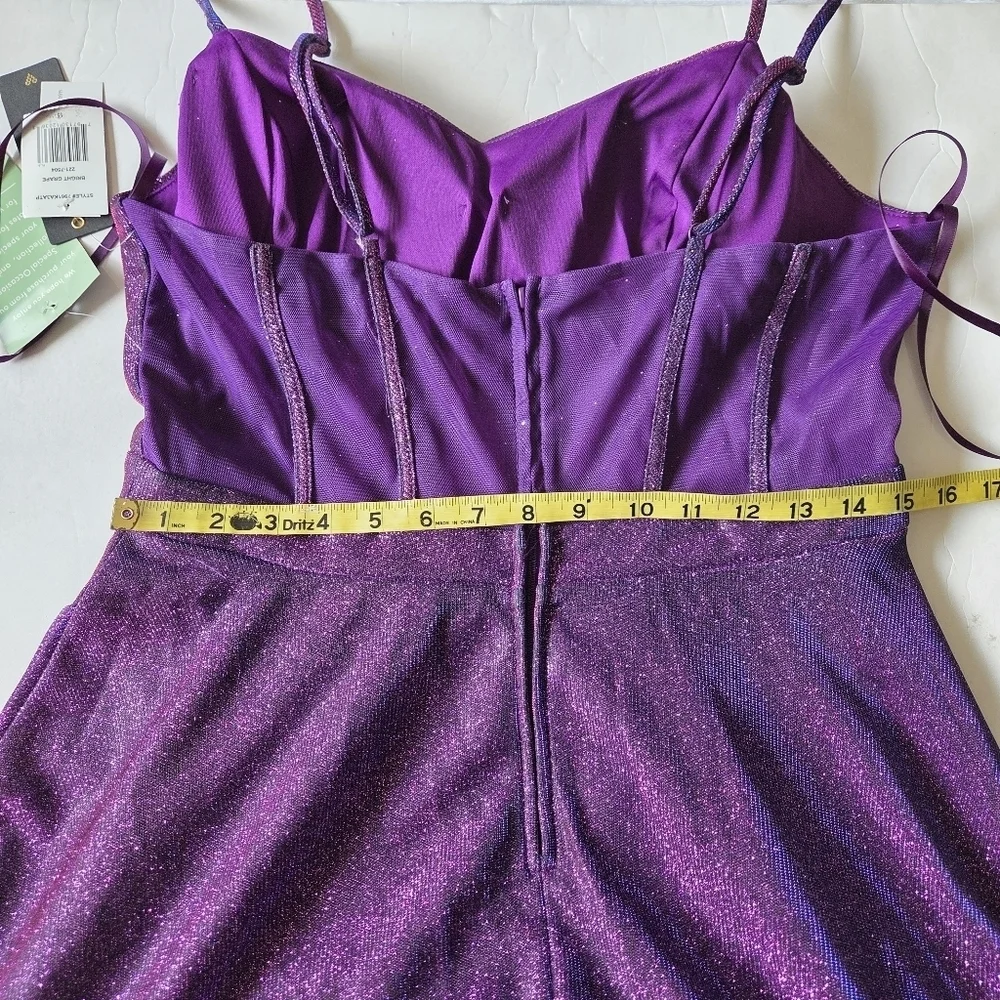 Elegant A-line Purple Glitter Dress